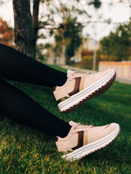 Pantofi sport dama roz din material textil Loraina