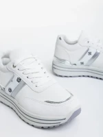 Pantofi sport dama albi din material textil Loraina