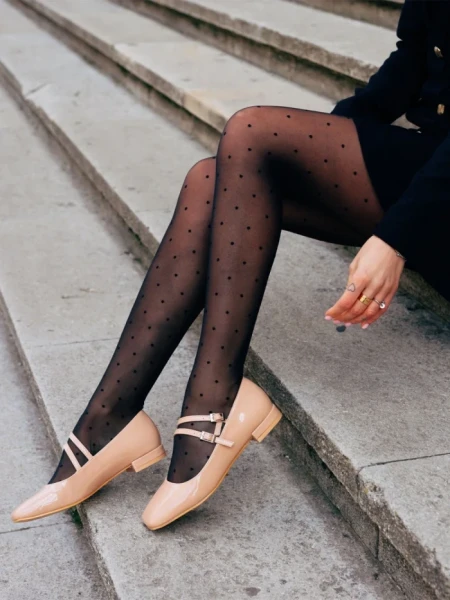 Mocasini dama bej din piele ecologica lacuita Zipora