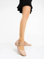 Mocasini dama bej din piele ecologica lacuita Zipora