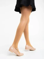 Mocasini dama bej din piele ecologica lacuita Zipora