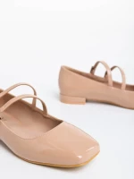 Mocasini dama bej din piele ecologica lacuita Zipora