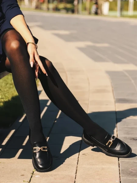 Mocasini dama negri din piele ecologica Tullia