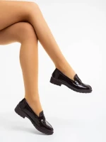 Mocasini dama maro din piele ecologica lacuita Lanelle