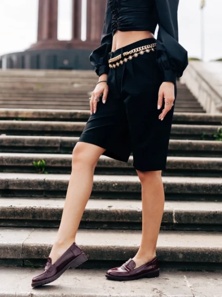 Mocasini dama grena din piele ecologica lacuita Lanelle