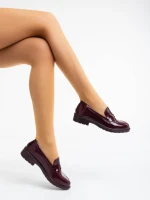 Mocasini dama grena din piele ecologica lacuita Lanelle