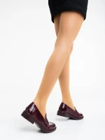 Mocasini dama grena din piele ecologica lacuita Lanelle