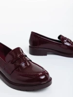 Mocasini dama grena din piele ecologica lacuita Lanelle