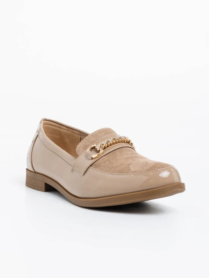 Mocasini dama khaki din piele ecologica lacuita Manon