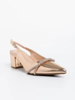 Pantofi dama sampanie cu toc din piele ecologica Minetta