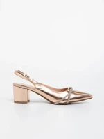 Pantofi dama sampanie cu toc din piele ecologica Minetta