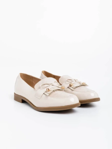 Mocasini dama bej din piele ecologica Jevi