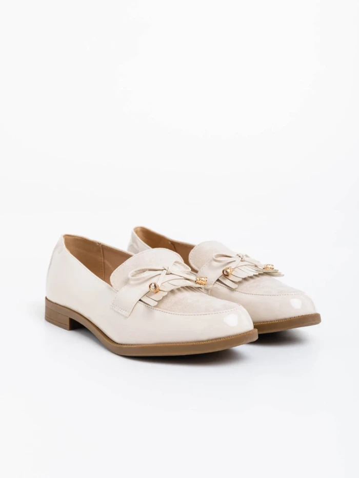 Mocasini dama bej din piele ecologica Jevi