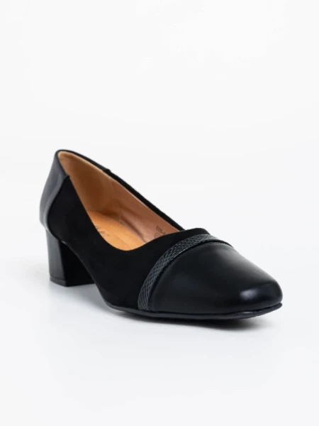 Pantofi dama negri cu toc din piele ecologica Cherilyn