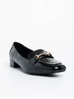 Pantofi dama negri cu toc din piele ecologica lacuita Shantay