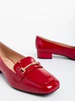 Pantofi dama rosii cu toc din piele ecologica lacuita Shantay