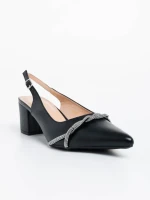Pantofi dama negri cu toc din piele ecologica Minetta