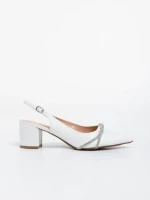 Pantofi dama albi cu toc din piele ecologica Minetta