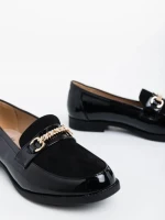 Mocasini dama negri din piele ecologica lacuita Manon