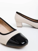 Pantofi dama bej cu toc din piele ecologica Reine