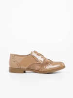 Pantofi casual dama khaki din piele ecologica lacuita Mattea