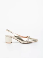 Pantofi dama aurii cu toc din piele ecologica Minetta