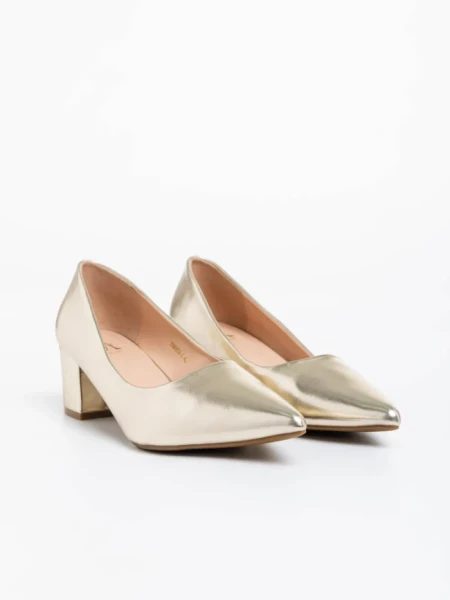 Pantofi dama aurii din piele ecologica Kaz