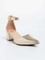 Pantofi dama aurii cu toc din piele ecologica Armelle