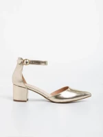 Pantofi dama aurii cu toc din piele ecologica Armelle