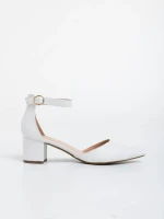 Pantofi dama albi cu toc din piele ecologica Armelle