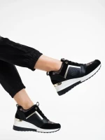 Pantofi sport dama negri din piele ecologica Tyrina