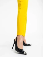 Pantofi dama negri cu toc din piele ecologica lacuita Sheyla