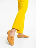 Mocasini dama camel din material textil Kaylin