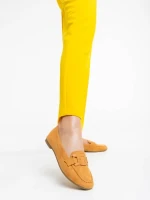 Mocasini dama camel din material textil Kaylin