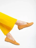 Mocasini dama camel din material textil Kaylin