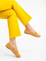 Mocasini dama camel din material textil Kaylin