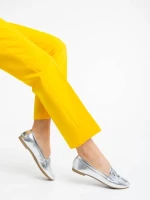 Mocasini dama argintii din piele ecologica Kaylin