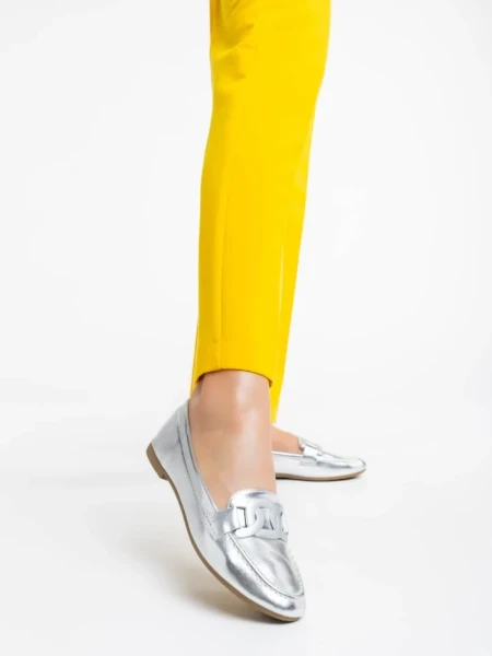 Mocasini dama argintii din piele ecologica Kaylin