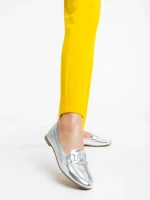 Mocasini dama argintii din piele ecologica Kaylin