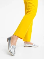 Mocasini dama argintii din piele ecologica Kaylin