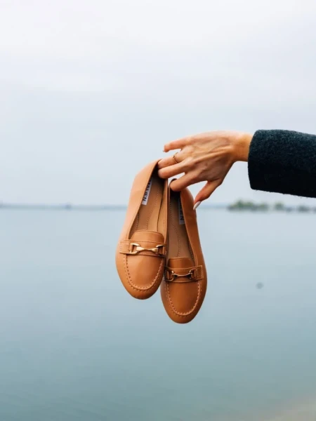 Mocasini dama camel din piele ecologica Hallam