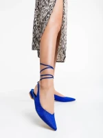 Balerini dama albastri din material textil Nadetta