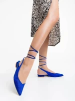 Balerini dama albastri din material textil Nadetta