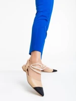 Pantofi dama negri cu bej din piele ecologica Darlina