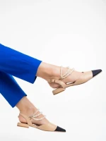 Pantofi dama negri cu bej din piele ecologica Darlina