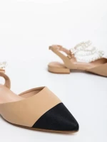 Pantofi dama negri cu bej din piele ecologica Darlina