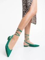 Balerini dama verzi din material textil Nadetta