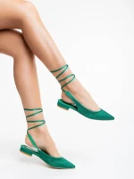 Balerini dama verzi din material textil Nadetta