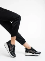 Pantofi sport dama negri din piele ecologica Maylin