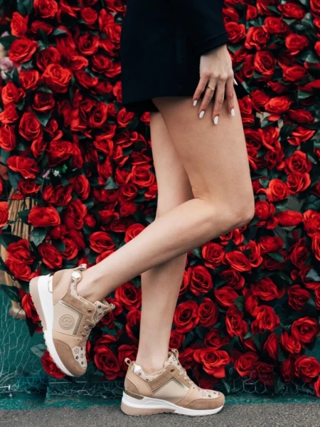 Pantofi sport dama camel din piele ecologica Tyrina